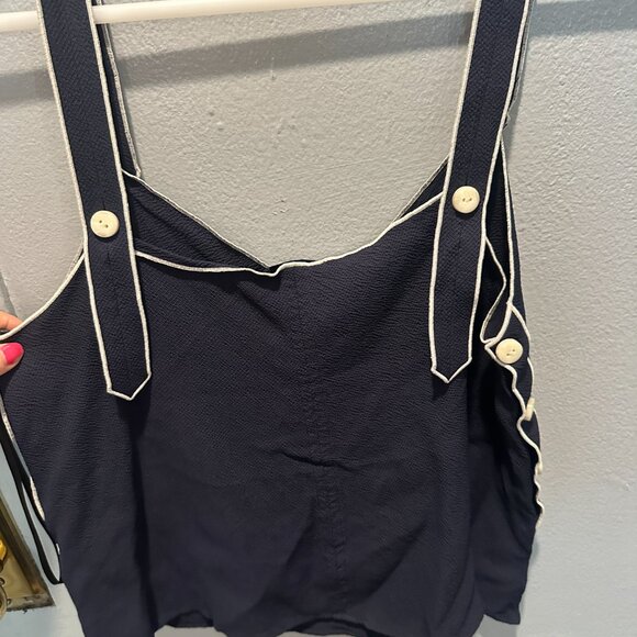 Rag & Bone Women’s Navy Tia Sleeveless Button Trimmed Tank Top Size Medium - Picture 7 of 7